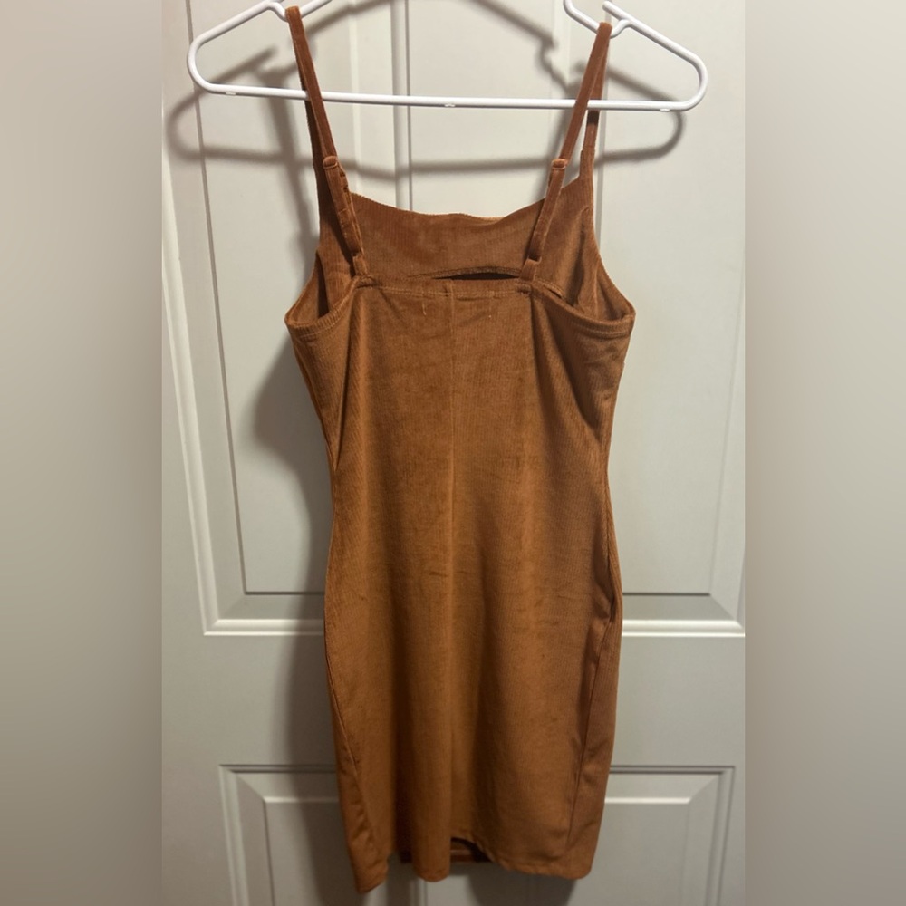 Almost Famous Tan Ribbed Slip Mini Dress - Picture 4 of 4